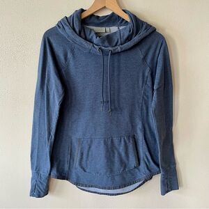 Athleta Blue Cowl-Neck Hooded Sweatshirt - Size: Small